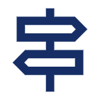 Icon mit einem Wegweiser und zwei Schildern in verschiedene Richtungen
